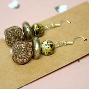 Handmade Statement Beaded Drop Earrings – Earth Tones